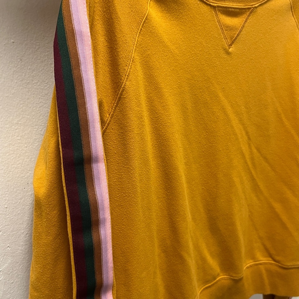 Arizona Jean Company Mustard Sweatshirt Women's Medium Stripe Sleeve Pullover - Picture 5 of 6